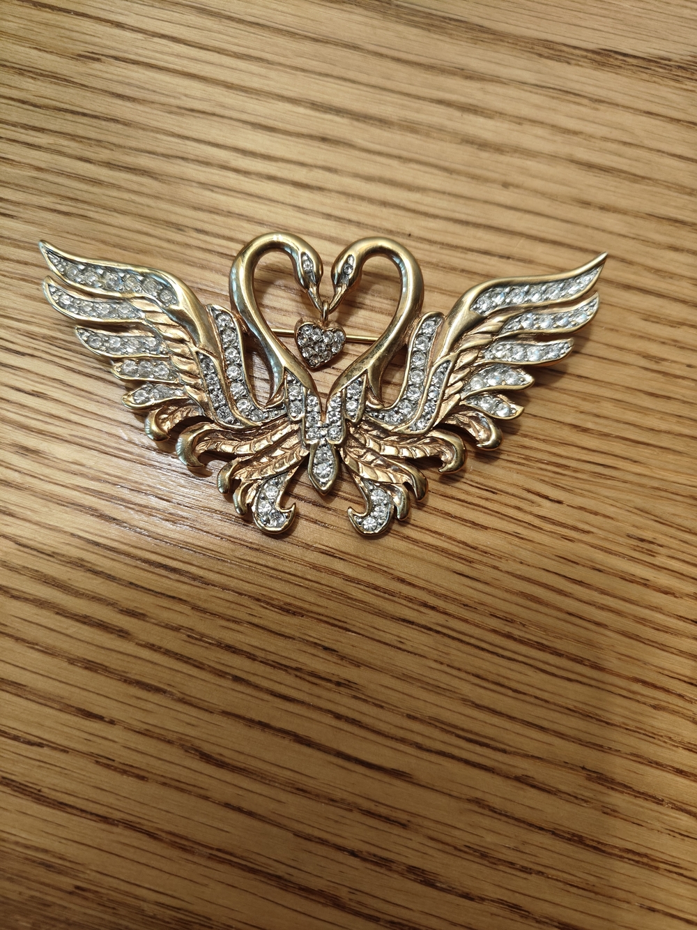 Nolan Miller "Swans in Love" (or "Kissing Swans") brooch. Crafted